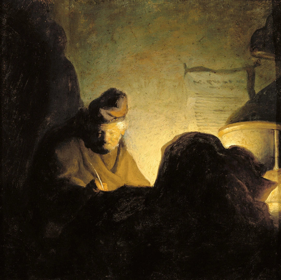 En lærde i lyset fra stearinlysene - Rembrandt