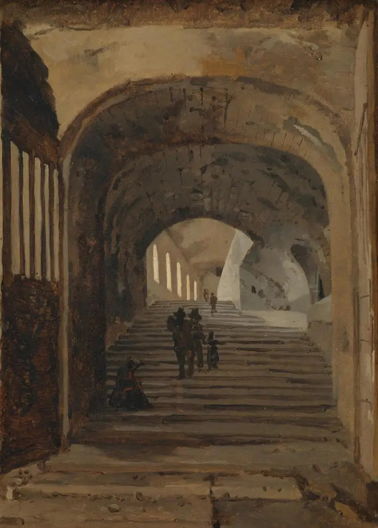 Trapp i Villa de Mécène, Tivoli - Jean-Baptiste Camille Corot