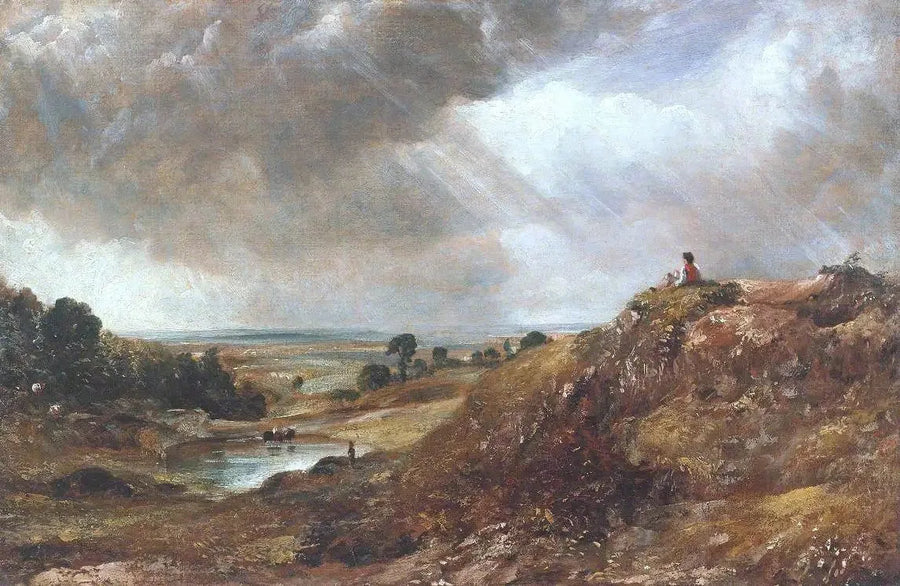 Våtmark ved Branch Hill, Hampstead Heath, med en gutt sittende på en bredd - John Constable