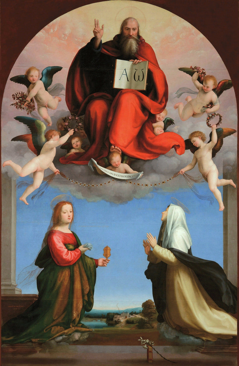 Evig i herlighet mellom de hellige Marie Magdalena og Katarina av Siena - Fra Bartolomeo