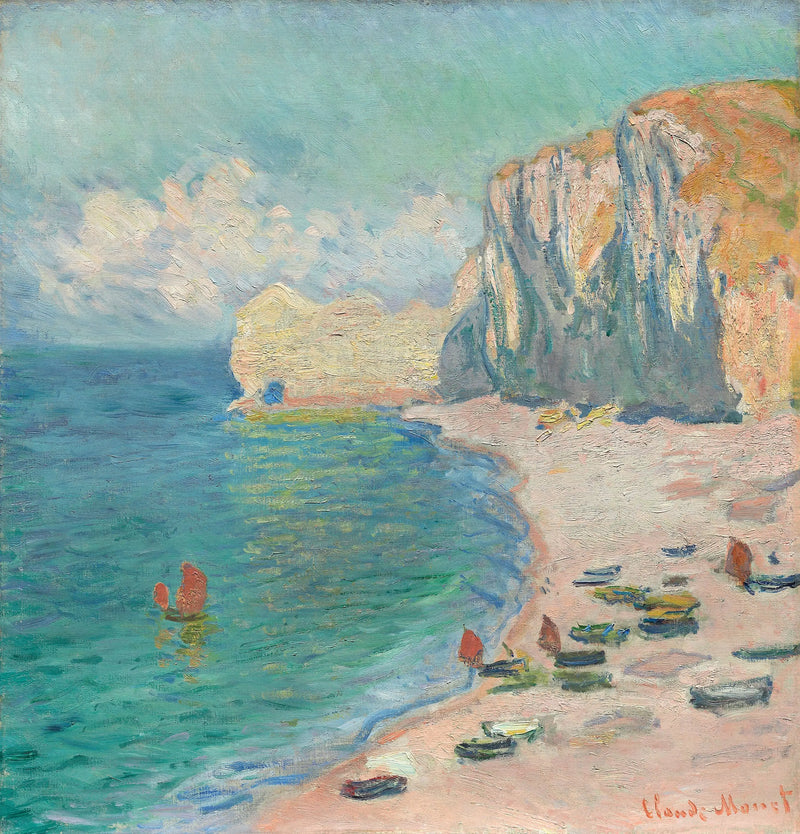 Étretat: Stranden og Amont-klippen - Claude Monet
