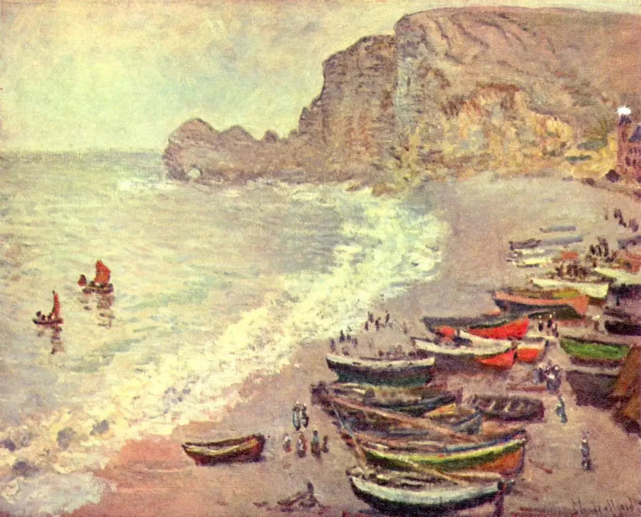 Étretat: stranden og Porte d'Amont W828 - Claude Monet