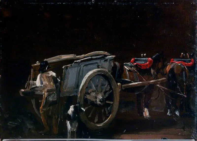 Étude d’une charrette et de chevaux avec un charretier et un chien - John Constable - Alpha Reproduction