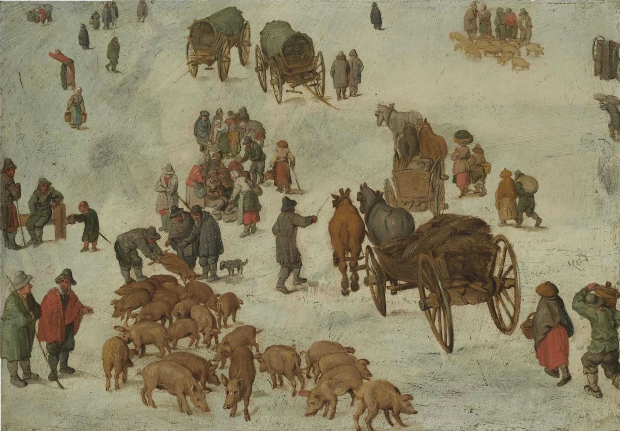 Études sur un marché porcin - Jan Brueghel le Jeune image 1 copie de tableau peinte à la main