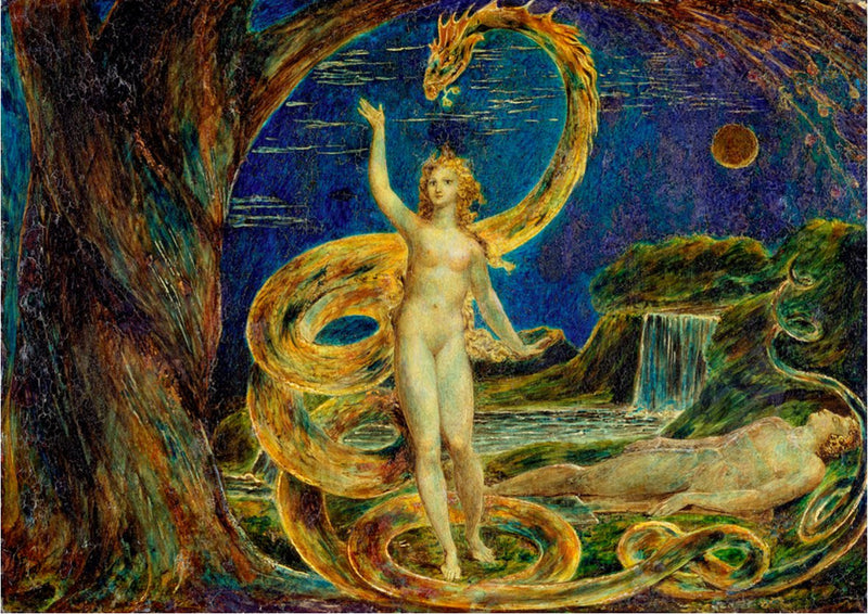 Eva fristet av slangen - William Blake
