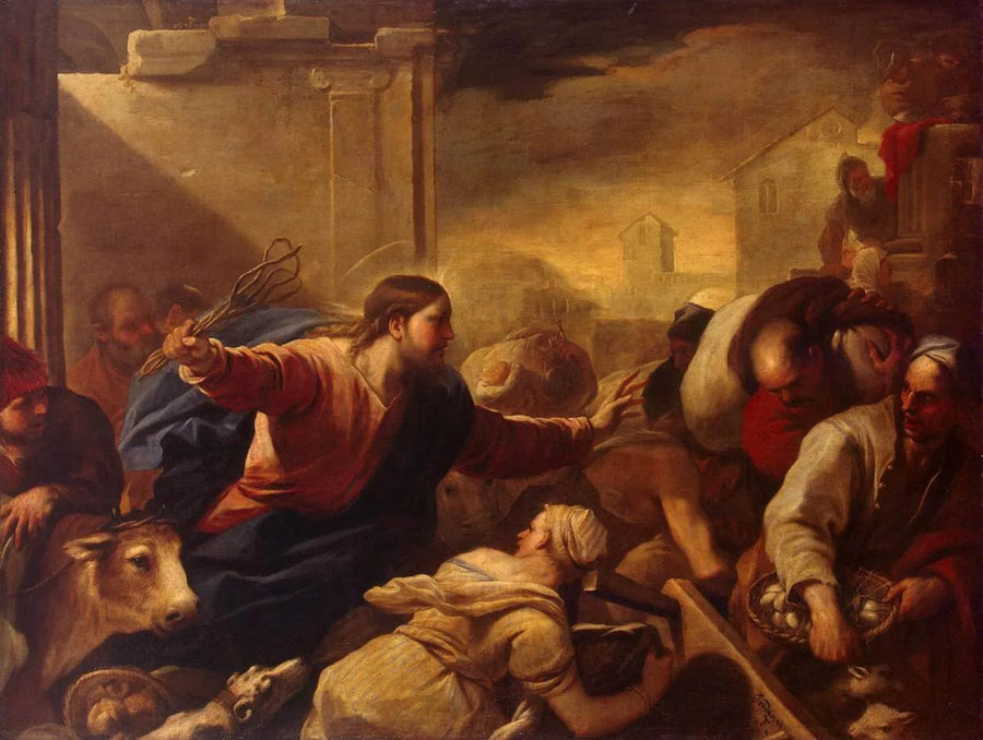 Utestengelse av kjøpmennene i tempelet - Luca Giordano