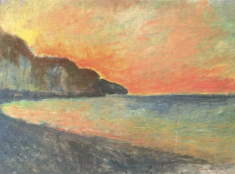 Klipper ved Pourville, solnedgang - Claude Monet