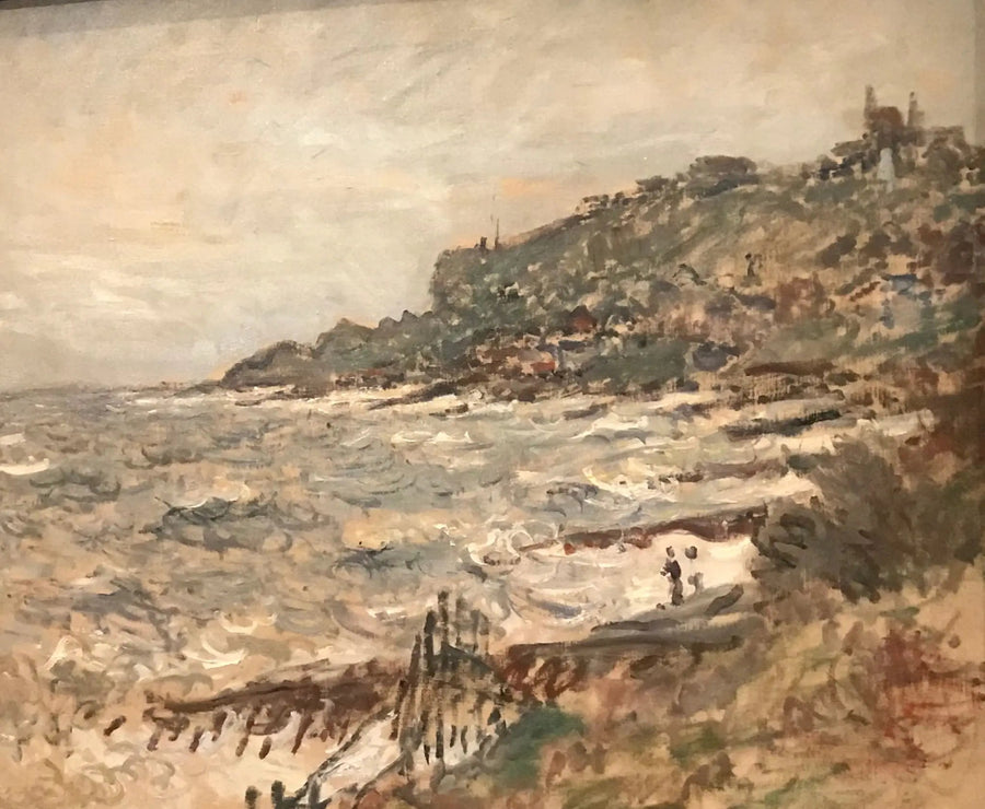 Falaise de Sainte-Adresse, grått vær - Claude Monet
