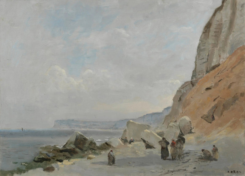 Krittklipper nær Yport - Jean-Baptiste Camille Corot