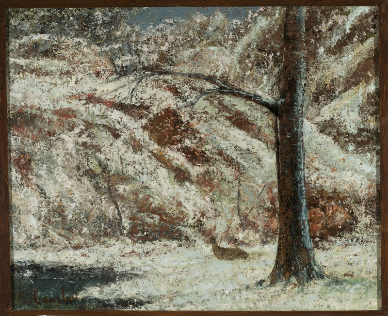 Fasan i snøen i skogen - Gustave Courbet