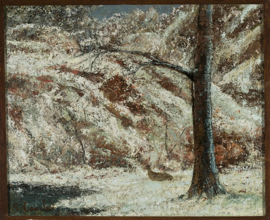 Fasan i snøen i skogen - Gustave Courbet