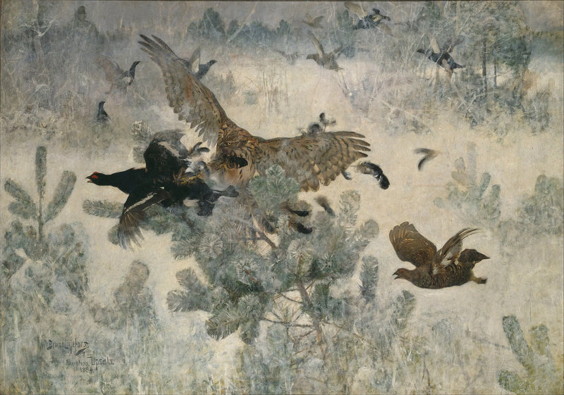 Faucon et gibier noir - Bruno Liljefors