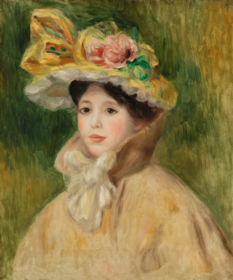 Kvinne med bredbremmet hatt - Pierre-Auguste Renoir