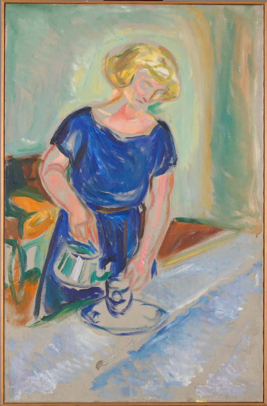 Kvinne i blå kjole, kafjetjener - Edvard Munch