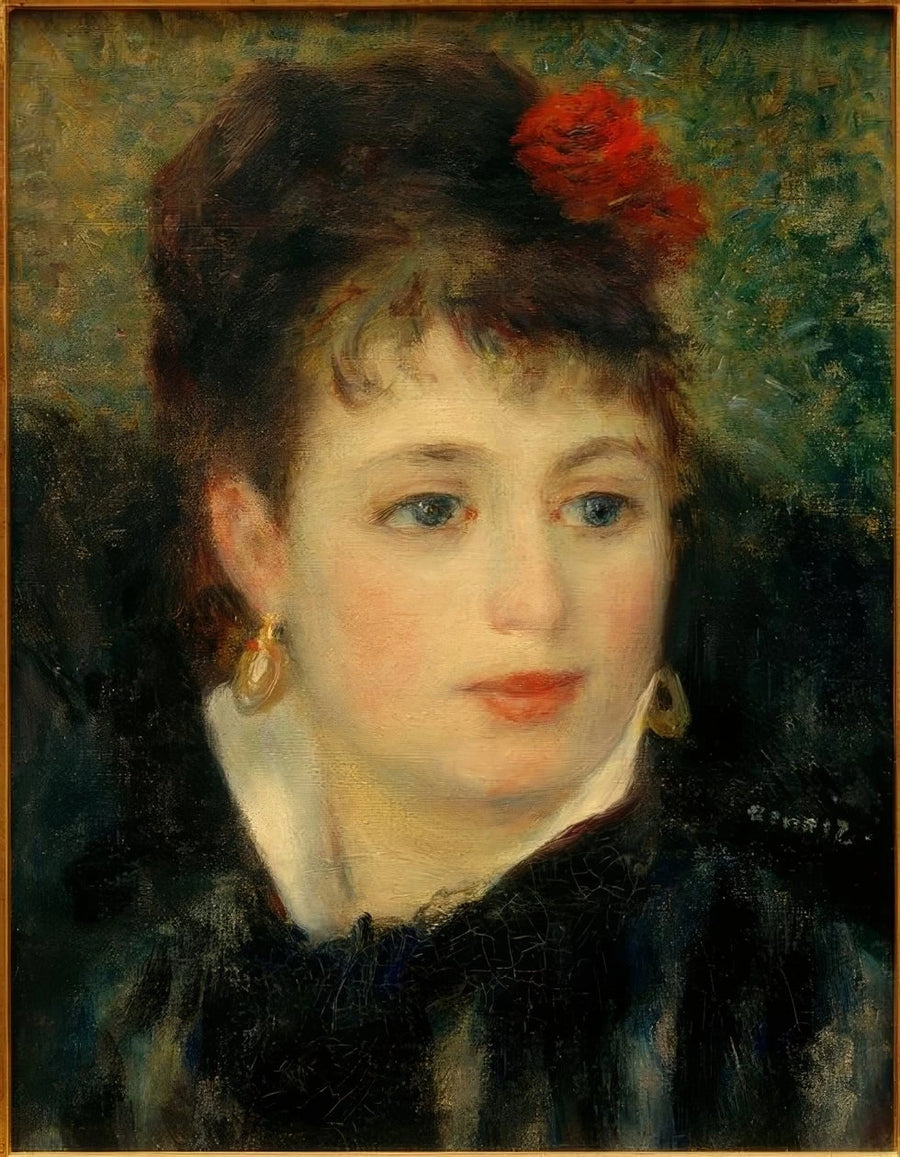 Kvinne med en rose i håret - Pierre-Auguste Renoir
