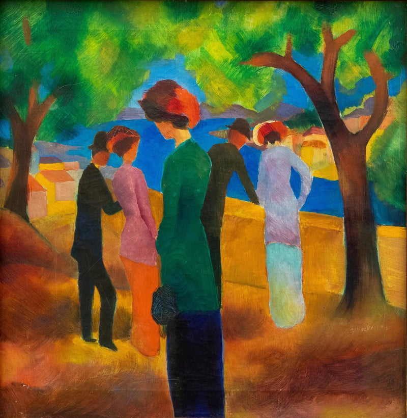 Kvinne med grønn jakke - August Macke