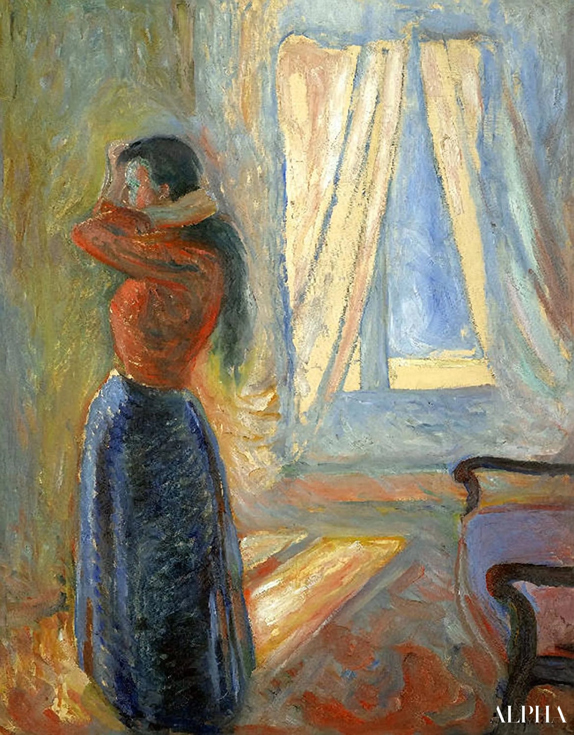 Kvinne ved sin toalett - Edvard Munch - Høykvalitets reproduksjoner av malerier og bilder