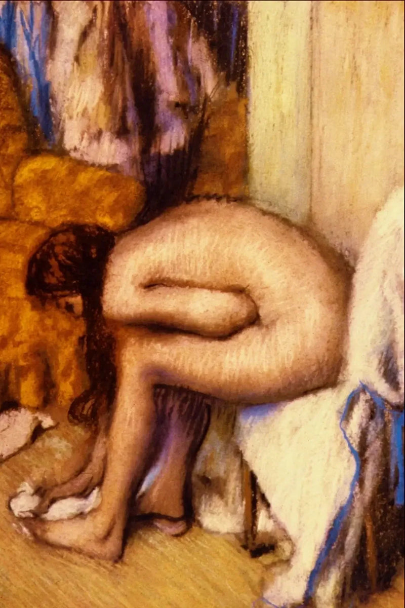 Kvinne ved sitt toalett som tørker venstre fot - Edgar Degas