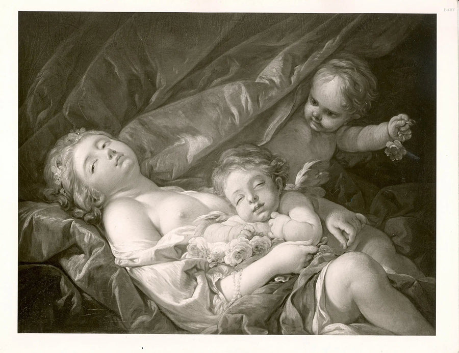 liggende kvinne med putti - François Boucher
