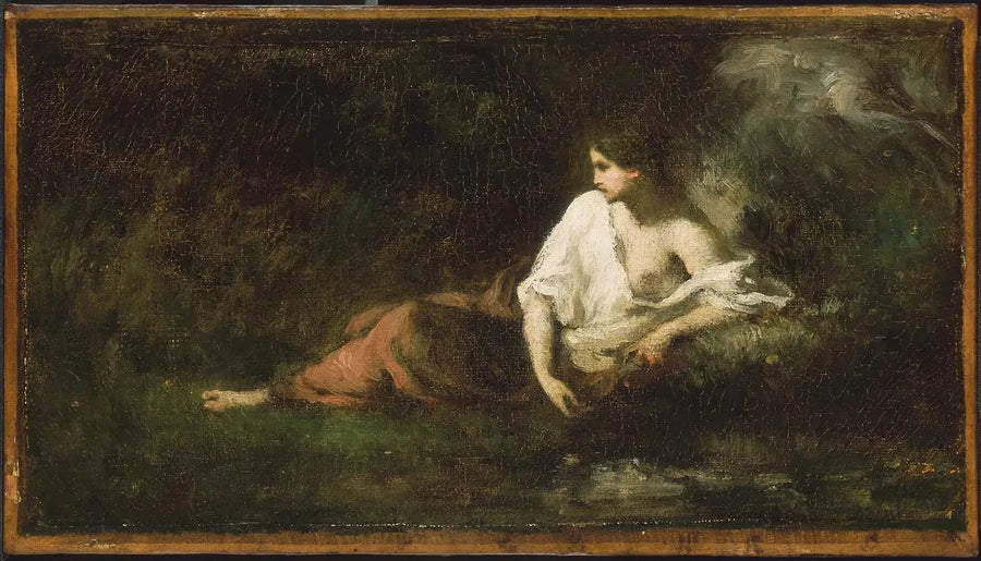 Kvinne som ligger ned i et landskap - Jean-François Millet