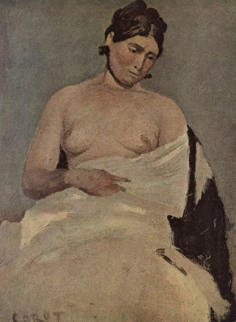 Kvinne sittende uten klær - Jean-Baptiste Camille Corot