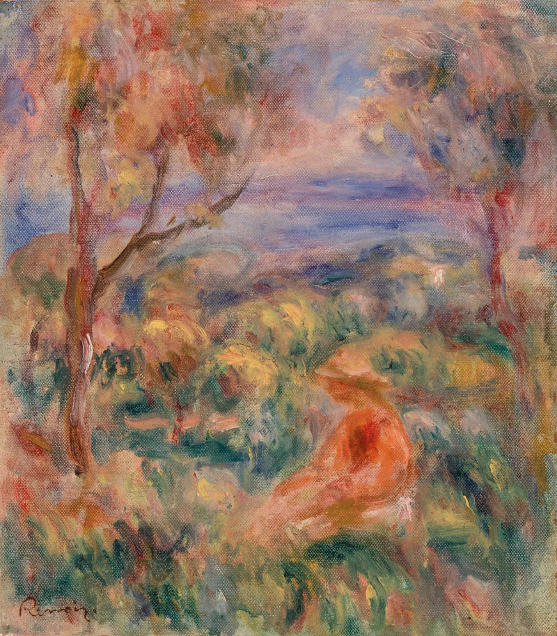 Kvinne som sitter med havet i det fjerne (Kvinne som sitter ved havet) - Pierre-Auguste Renoir