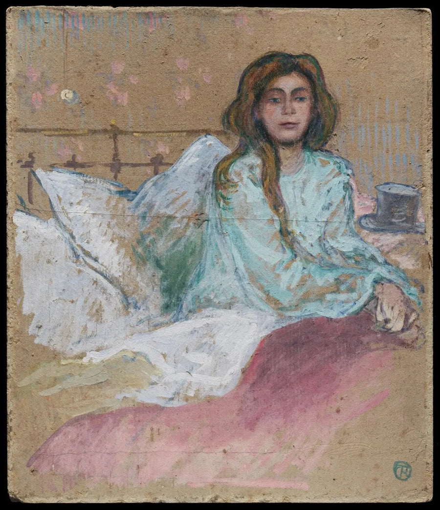 Kvinne som sitter i sengen sin - Henri de Toulouse-Lautrec