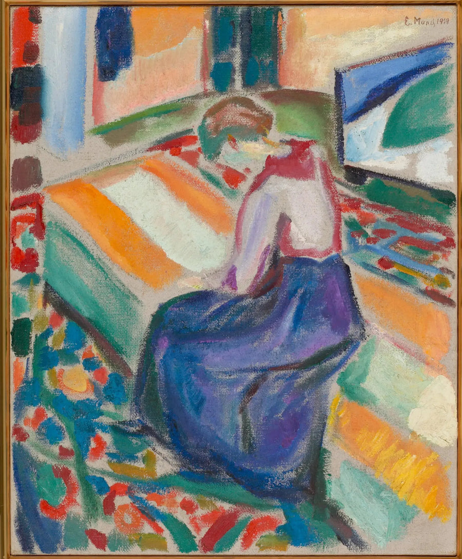 Kvinne som sitter i en kjerre - Edvard Munch