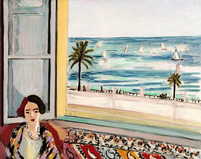 Kvinne som sitter, med ryggen mot det åpne vinduet - Henri Matisse