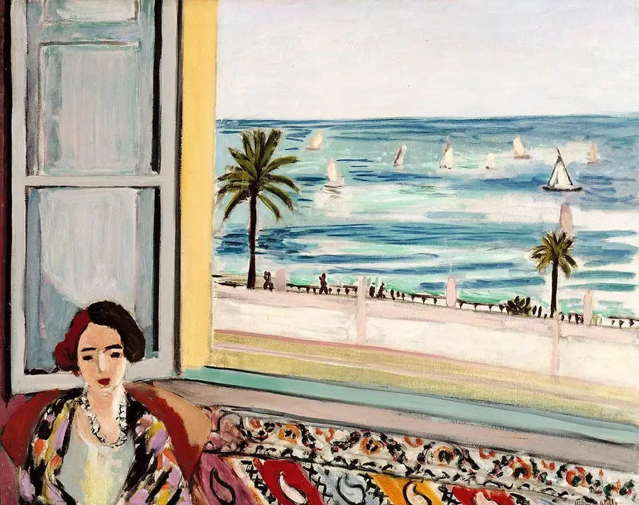 Kvinne som sitter, med ryggen mot det åpne vinduet - Henri Matisse