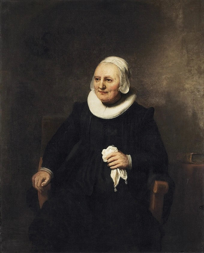Portrett av en kvinne som sitter med et lommetørkle - Rembrandt