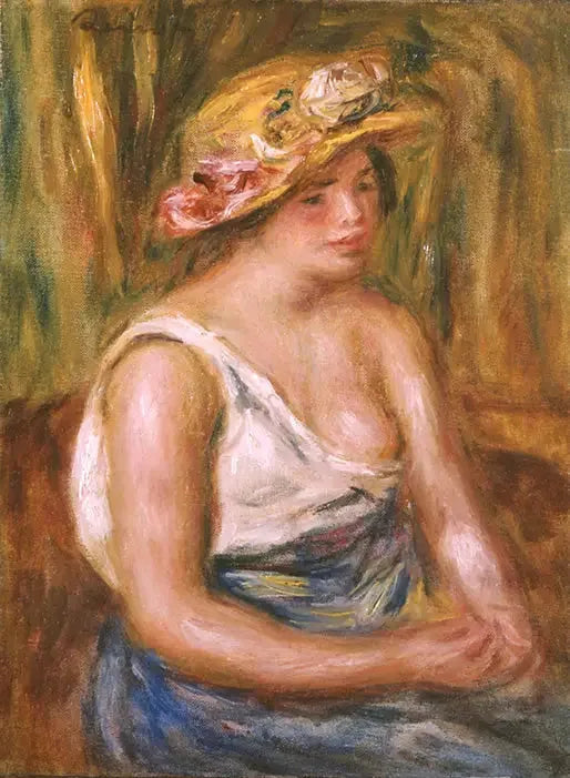 Kvinne med stråhatt - Pierre-Auguste Renoir