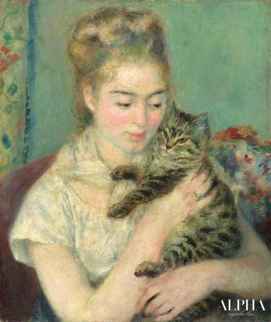 Femme au chat - Pierre-Auguste Renoir - Reproductions de tableaux et peintures haut de gamme