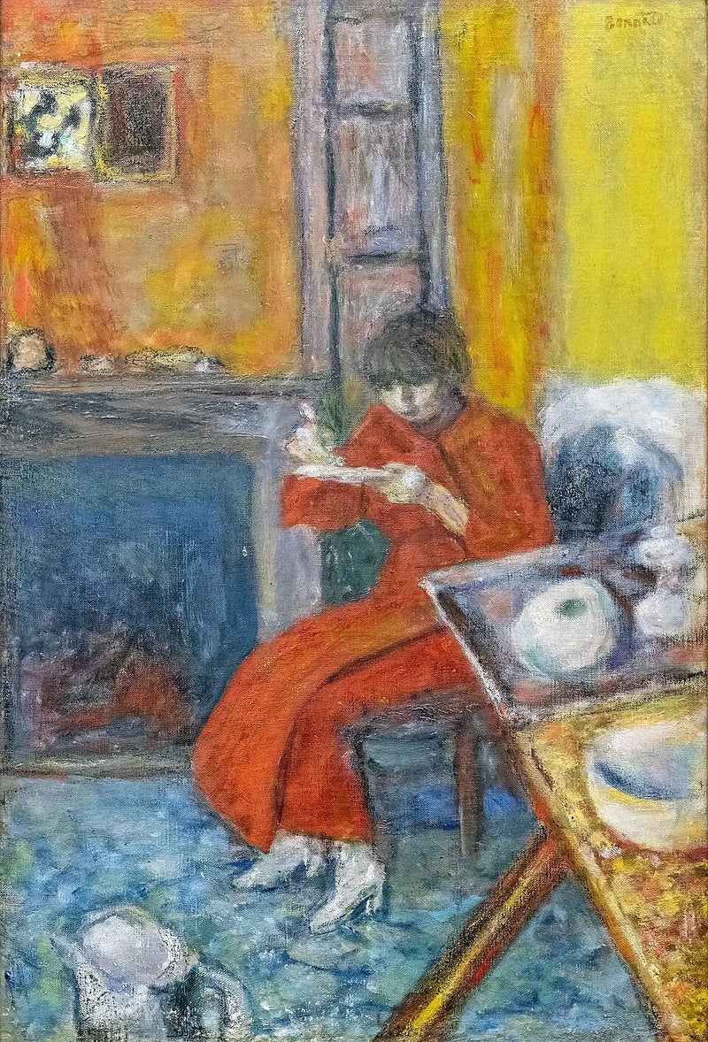Kvinne i rød morgenkåpe - Pierre Bonnard