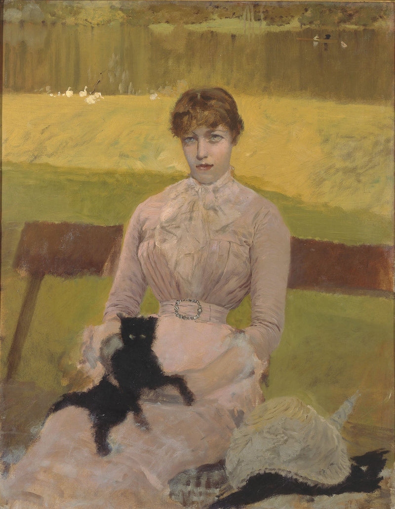 Kvinne med liten svart katt - Giuseppe De Nittis