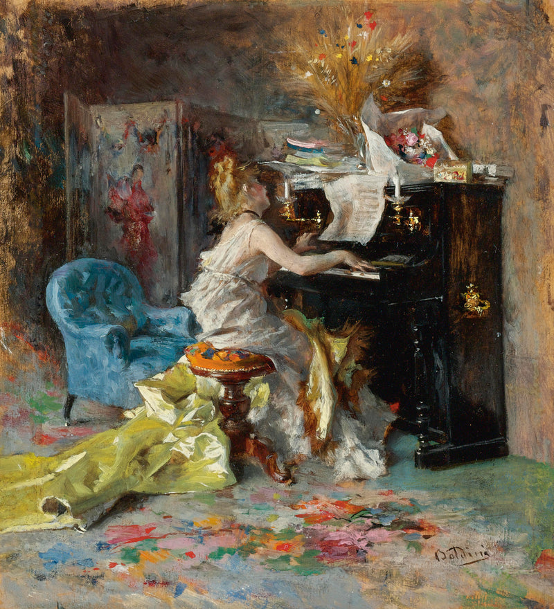 Kvinne ved pianoet - Giovanni Boldini