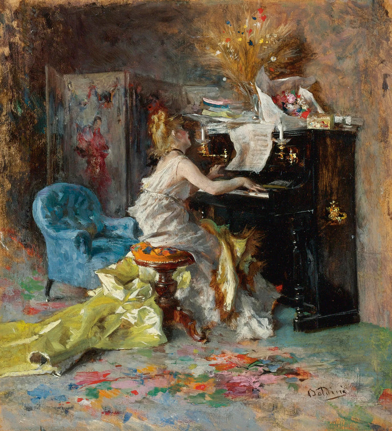 Kvinne ved pianoet - Giovanni Boldini