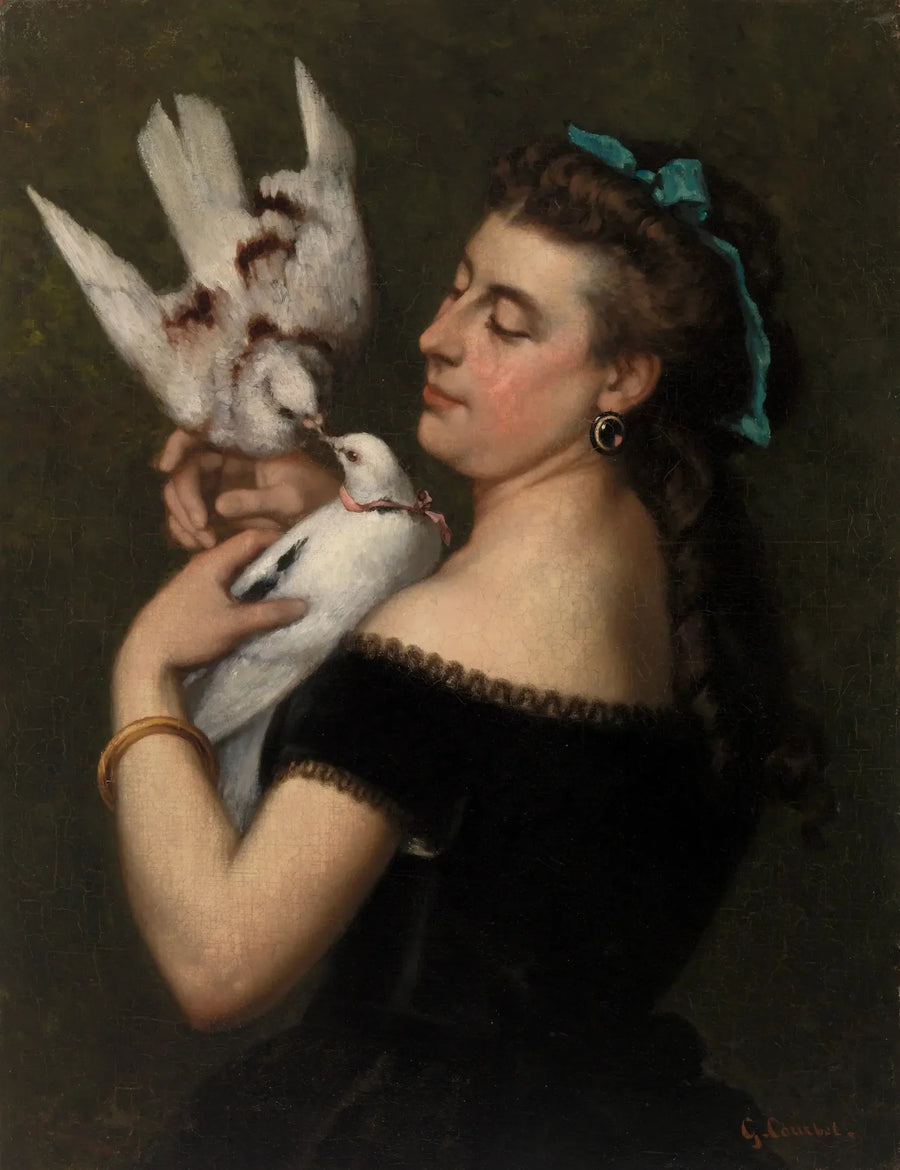 Kvinne med duer - Gustave Courbet