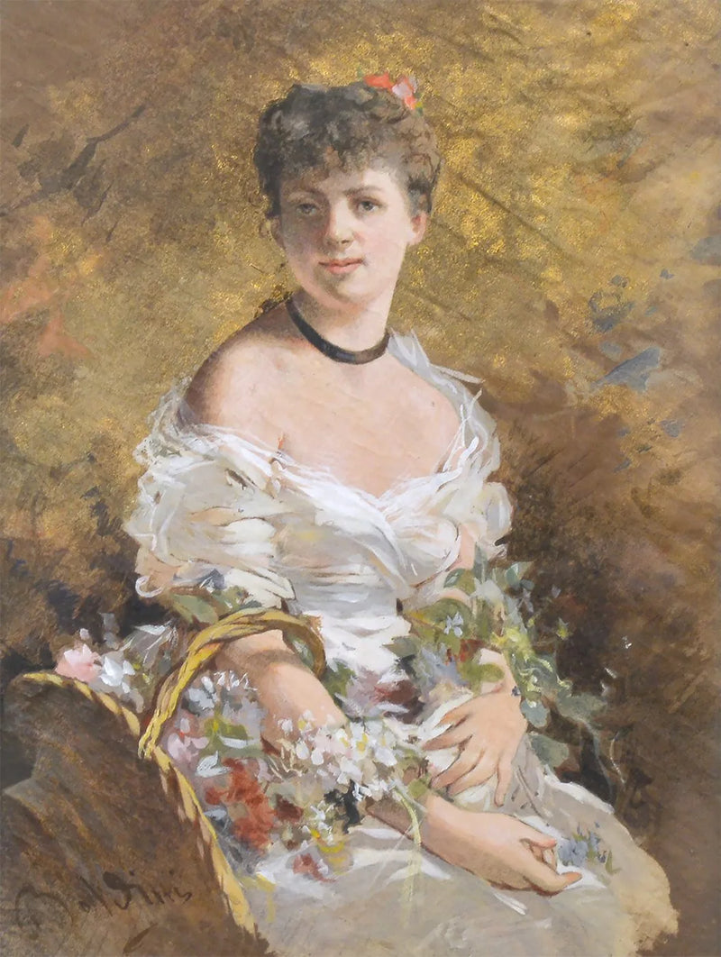 Kvinne med blomster - Giovanni Boldini