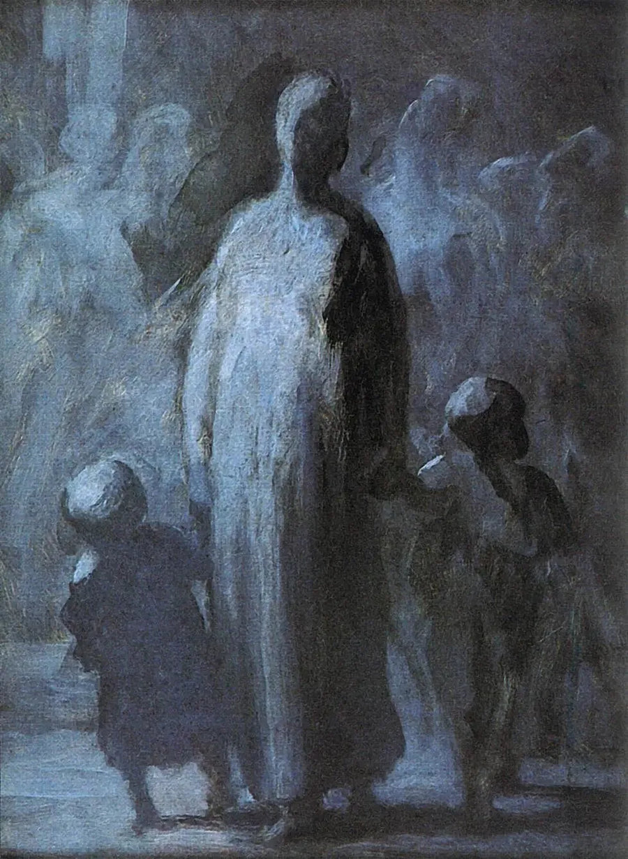 Kvinne med to barn - Honoré Daumier