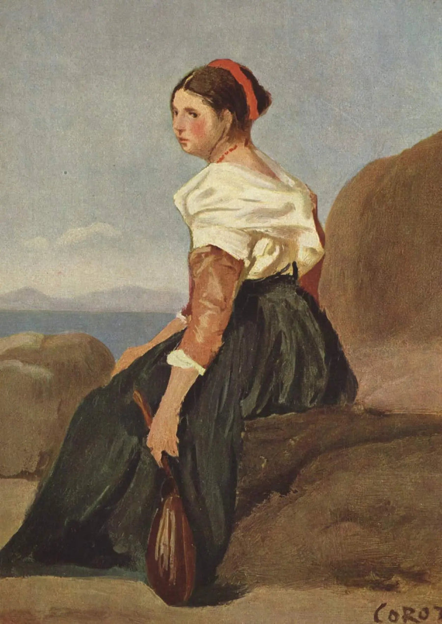 Kvinne med mandolin - Jean-Baptiste Camille Corot