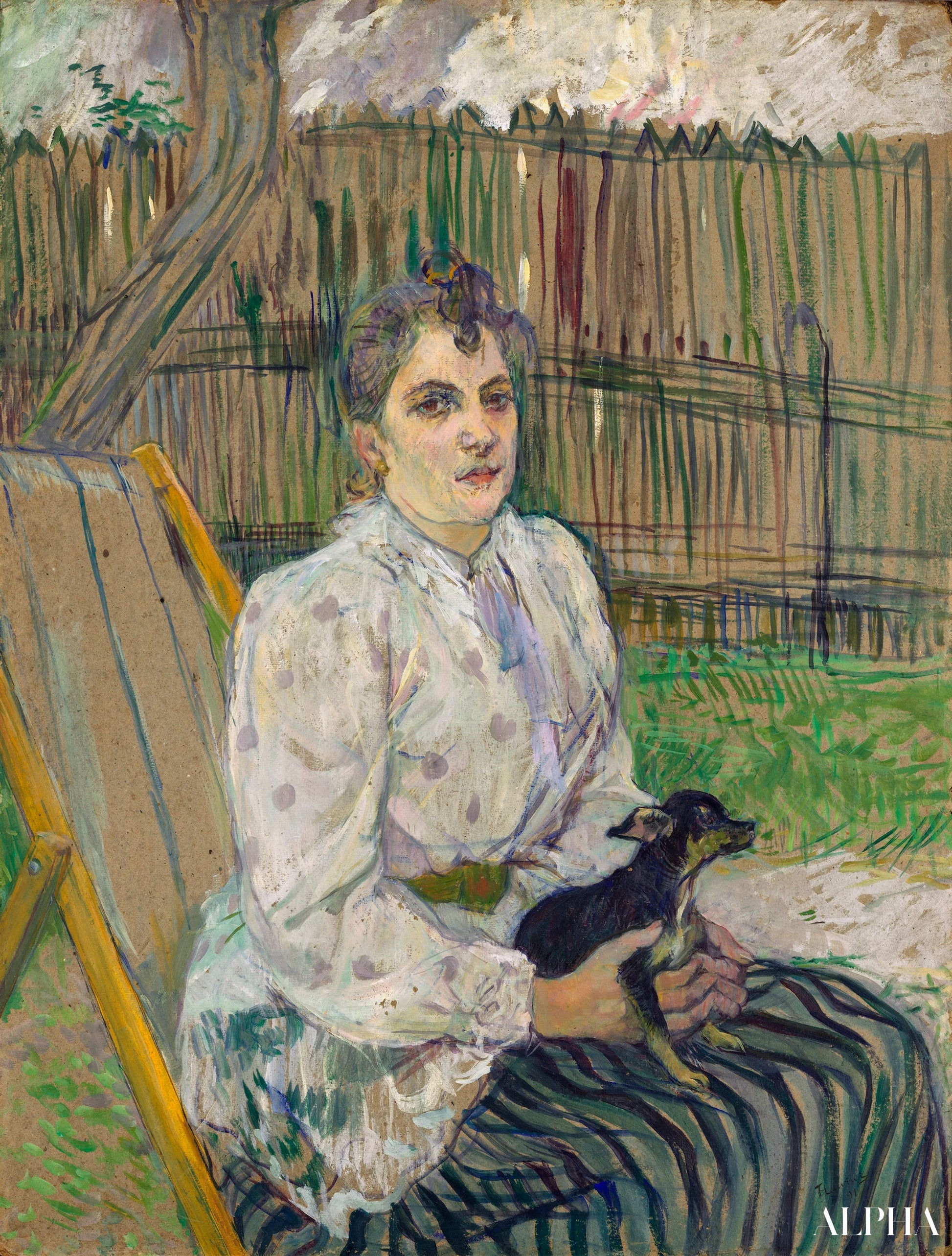 Kvinne med en hund - Toulouse Lautrec - Høykvalitets reproduksjoner av malerier og bilder