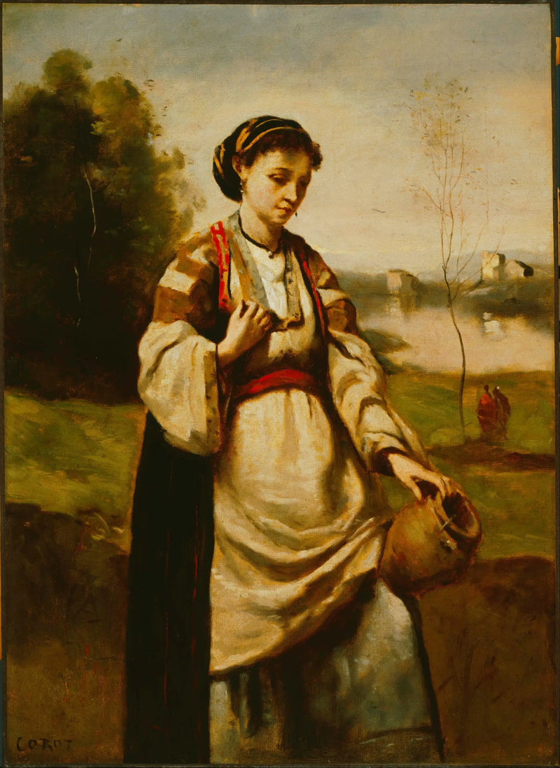 Kvinne med en vannkrukke - Jean-Baptiste Camille Corot