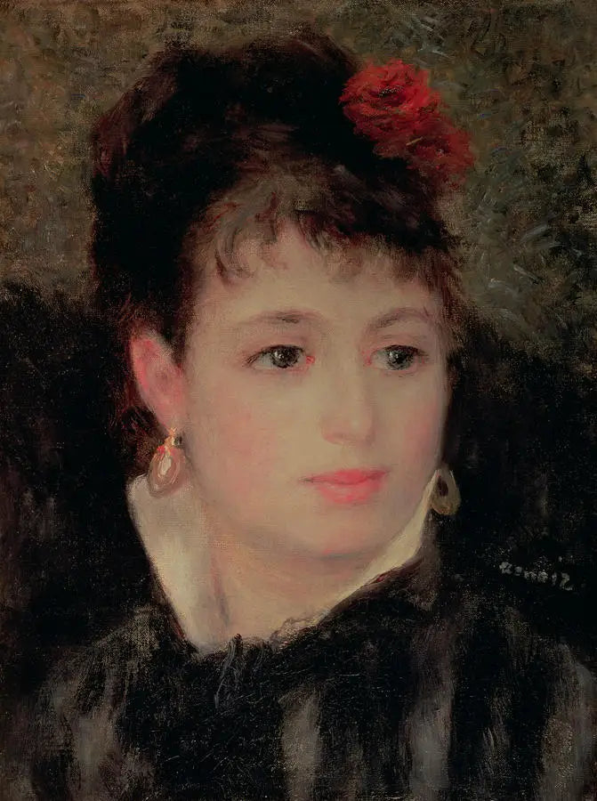 Kvinne med en rose i håret - Pierre-Auguste Renoir