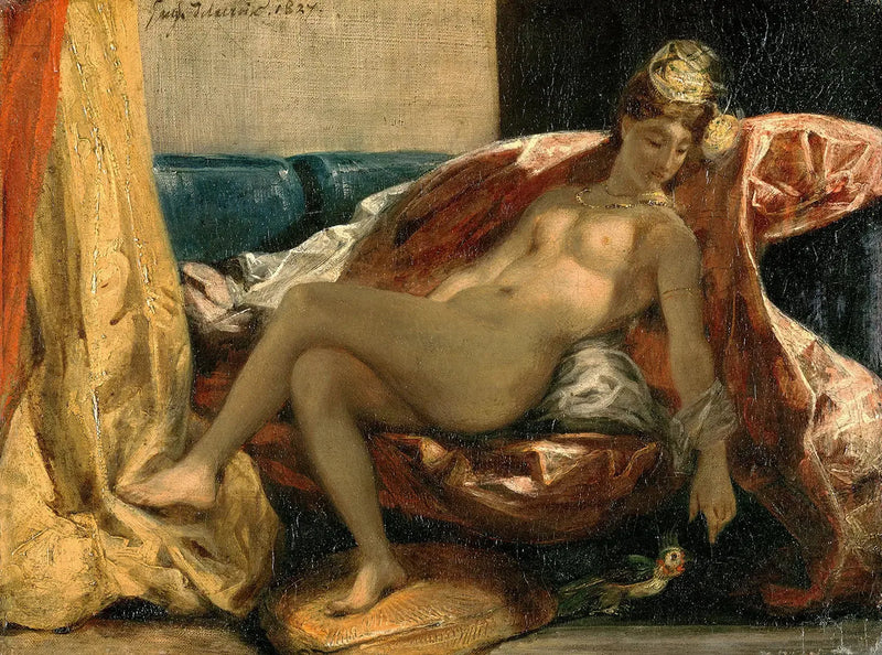 Kvinne som klapper en papegøye - Eugène Delacroix