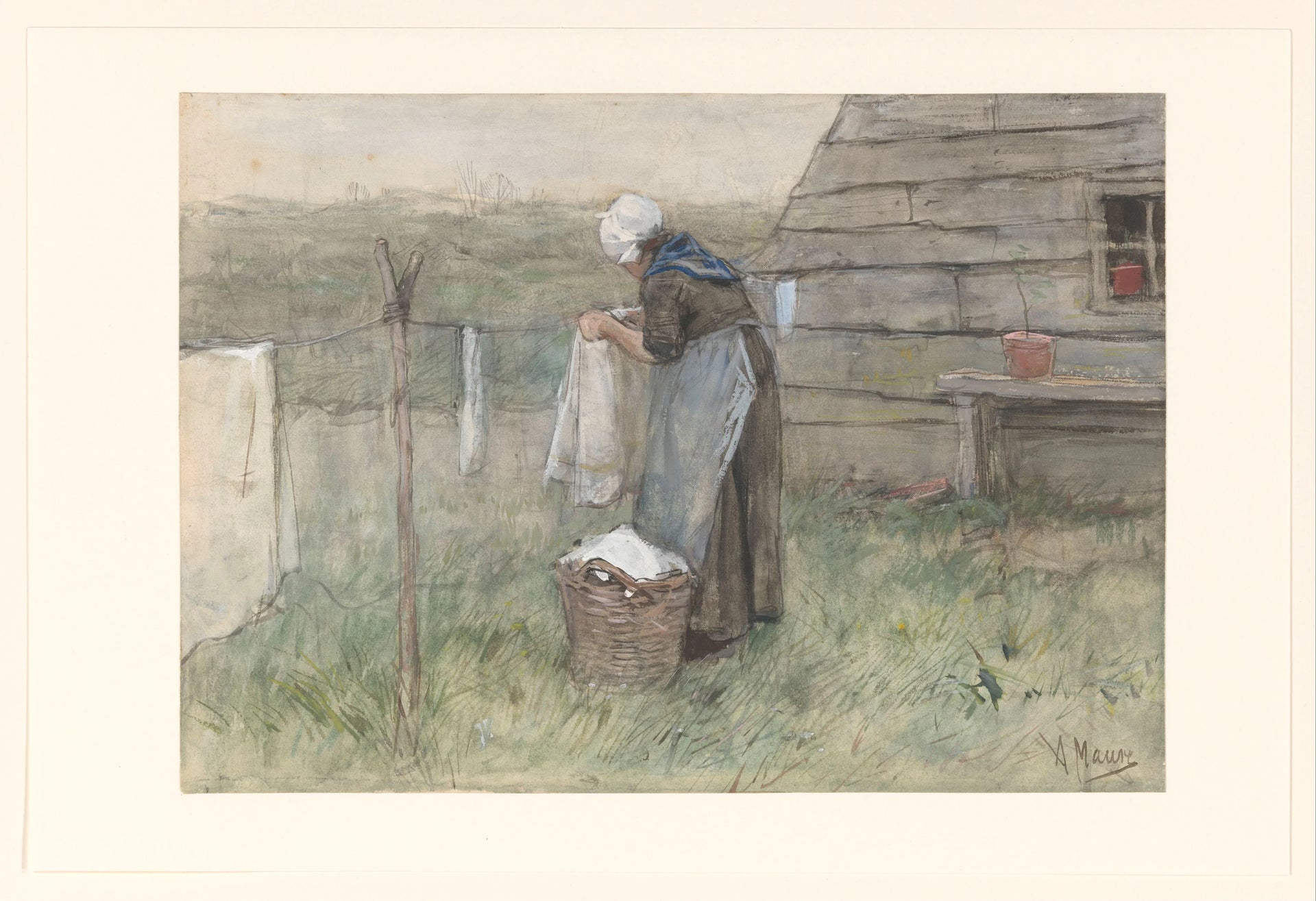 Femme à une corde à linge - Anton Mauve