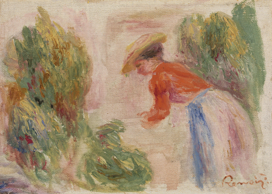 Kvinne som plukker blomster (Kvinne som plukker blomster) - Pierre-Auguste Renoir