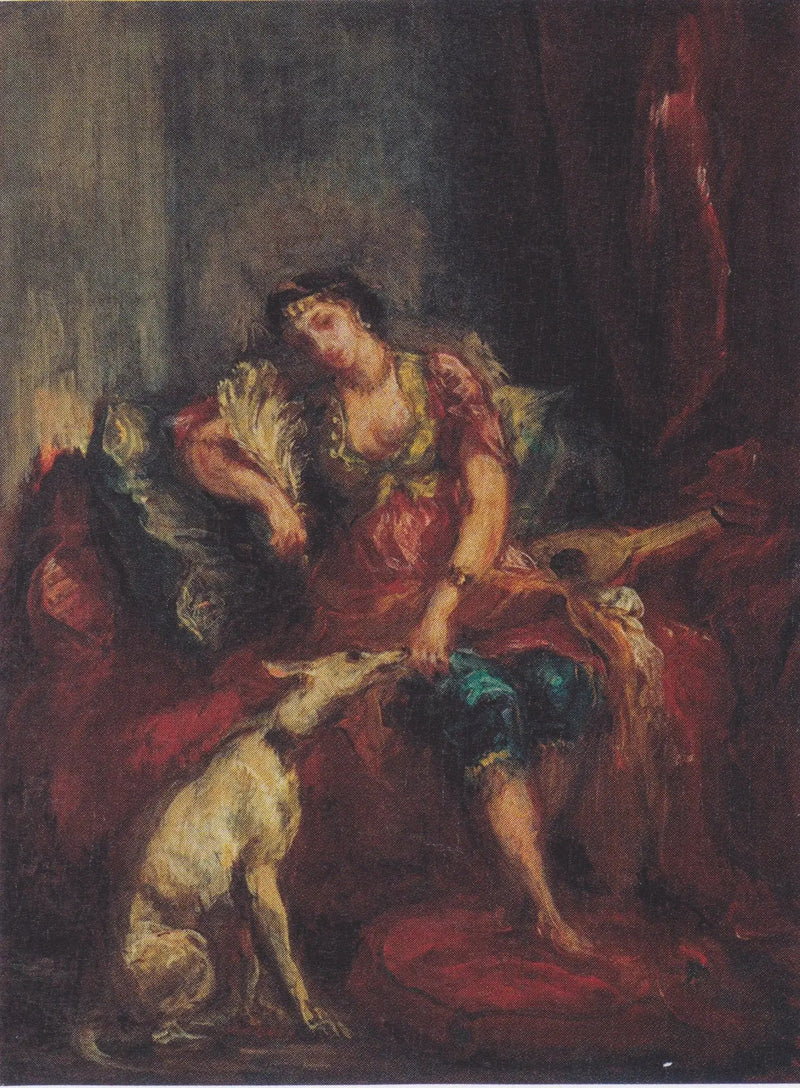 Algerisk kvinne med en greyhound - Eugène Delacroix