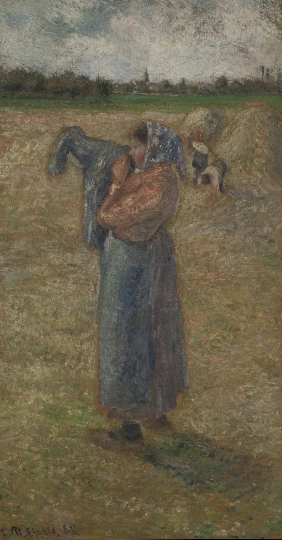 Kvinne i en eng - Camille Pissarro