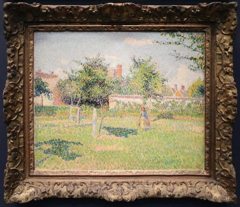 Kvinne i en hage, vårsol i enga i Éragny - Camille Pissarro